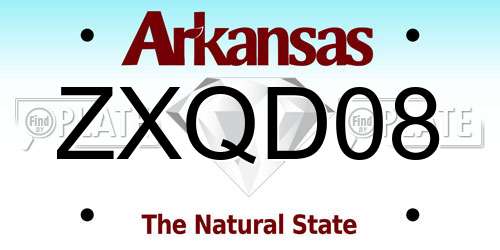 ZXQD08 Arkansas License Plate