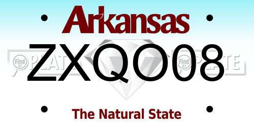 ZXQO08 Arkansas License Plate