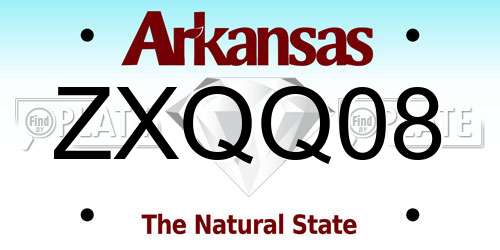 ZXQQ08 Arkansas License Plate