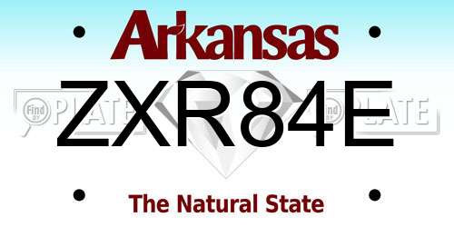 ZXR84E Arkansas License Plate