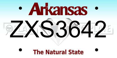 ZXS3642 Arkansas License Plate
