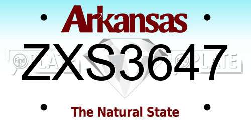 ZXS3647 Arkansas License Plate