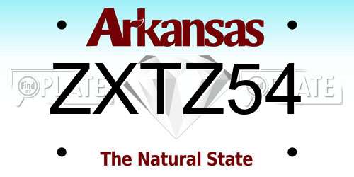 ZXTZ54 Arkansas License Plate