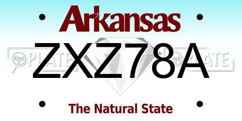 ZXZ78A Arkansas License Plate