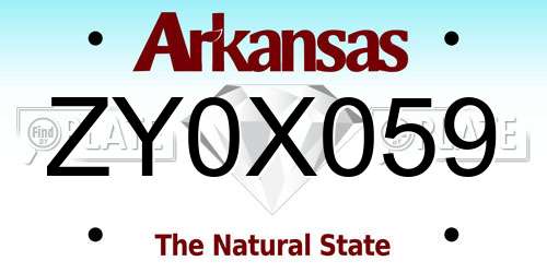ZY0X059 Arkansas License Plate