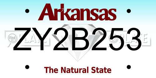 ZY2B253 Arkansas License Plate