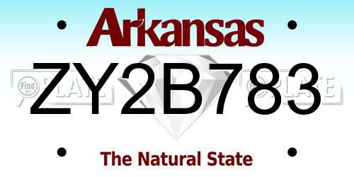 ZY2B783 Arkansas License Plate