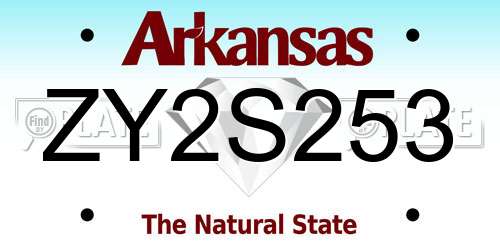 ZY2S253 Arkansas License Plate