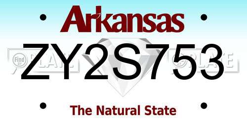 ZY2S753 Arkansas License Plate