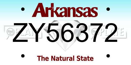 ZY56372 Arkansas License Plate