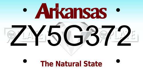 ZY5G372 Arkansas License Plate