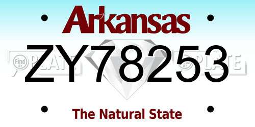 ZY78253 Arkansas License Plate