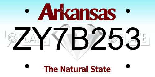 ZY7B253 Arkansas License Plate