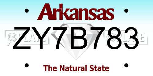 ZY7B783 Arkansas License Plate