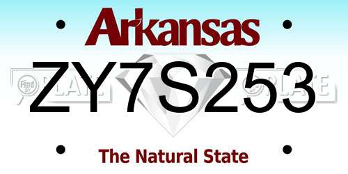 ZY7S253 Arkansas License Plate