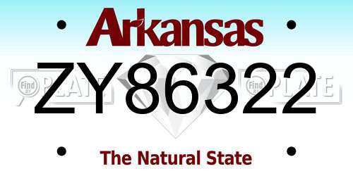 ZY86322 Arkansas License Plate