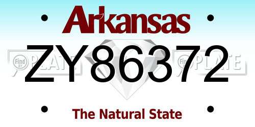 ZY86372 Arkansas License Plate