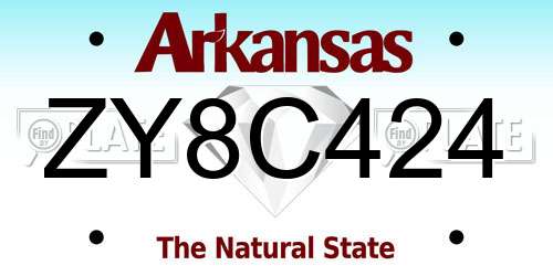ZY8C424 Arkansas License Plate