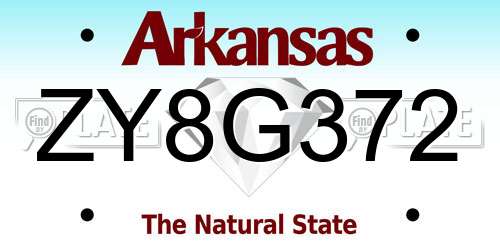 ZY8G372 Arkansas License Plate
