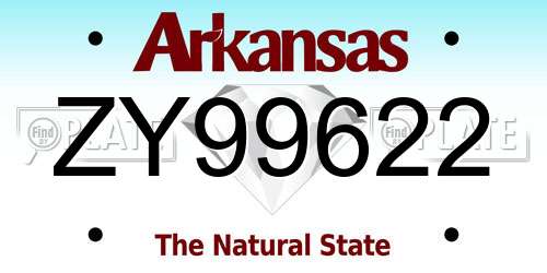 ZY99622 Arkansas License Plate