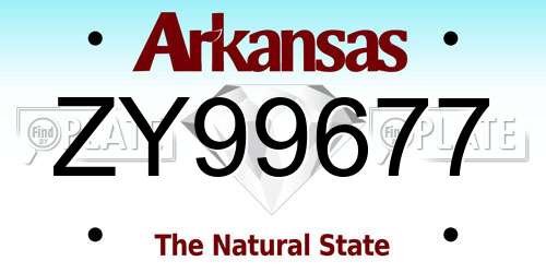 ZY99677 Arkansas License Plate