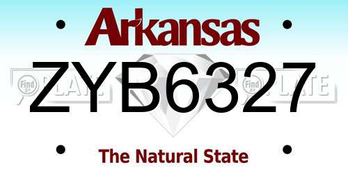 ZYB6327 Arkansas License Plate