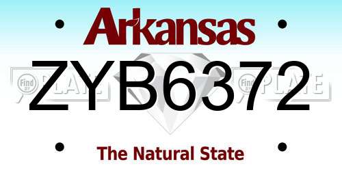 ZYB6372 Arkansas License Plate