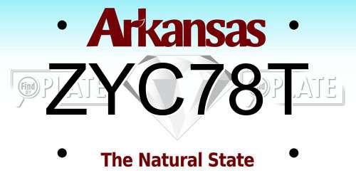 ZYC78T Arkansas License Plate