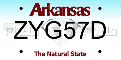 ZYG57D Arkansas License Plate