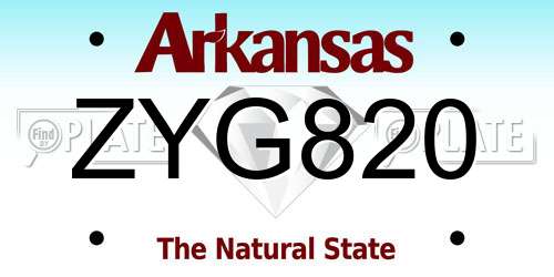 ZYG820 Arkansas License Plate