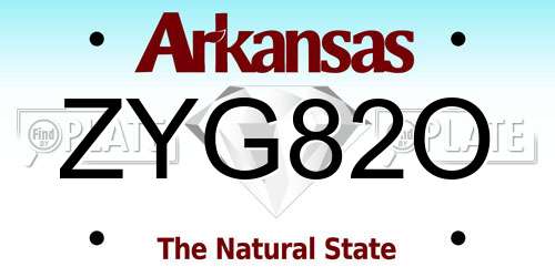 ZYG82O Arkansas License Plate