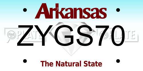 ZYGS70 Arkansas License Plate