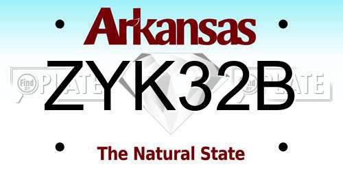 ZYK32B Arkansas License Plate