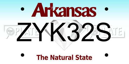 ZYK32S Arkansas License Plate