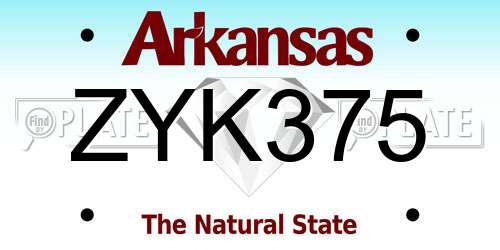 ZYK375 Arkansas License Plate