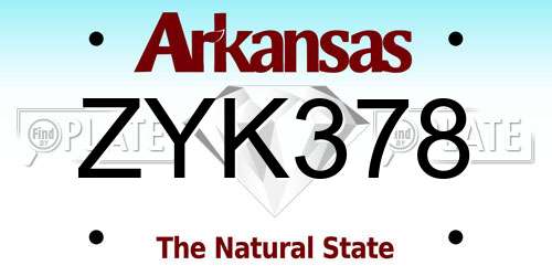 ZYK378 Arkansas License Plate