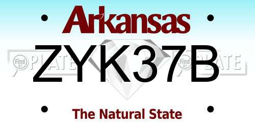 ZYK37B Arkansas License Plate