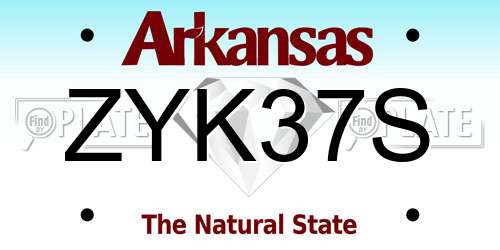 ZYK37S Arkansas License Plate