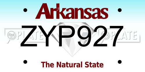 ZYP927 Arkansas License Plate