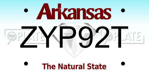 ZYP92T Arkansas License Plate