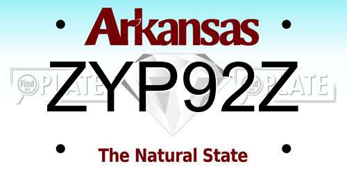 ZYP92Z Arkansas License Plate
