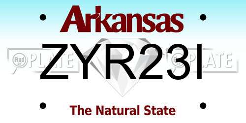 ZYR23I Arkansas License Plate