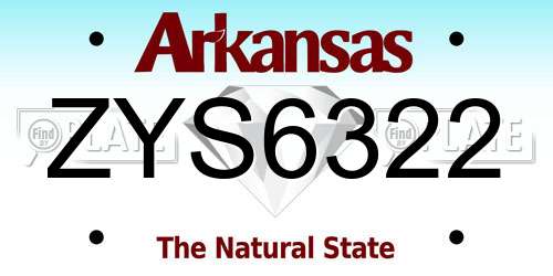 ZYS6322 Arkansas License Plate
