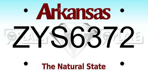 ZYS6372 Arkansas License Plate