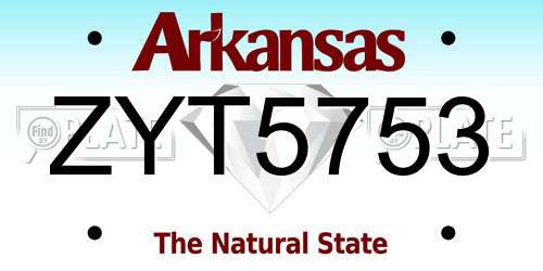 ZYT5753 Arkansas License Plate