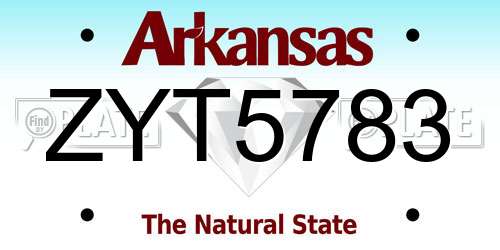 ZYT5783 Arkansas License Plate