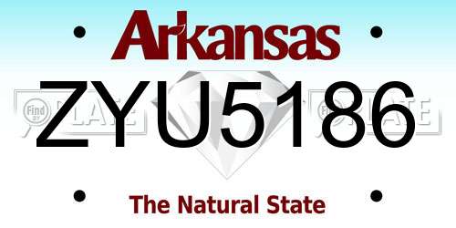 ZYU5186 Arkansas License Plate
