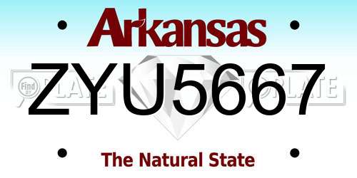 ZYU5667 Arkansas License Plate