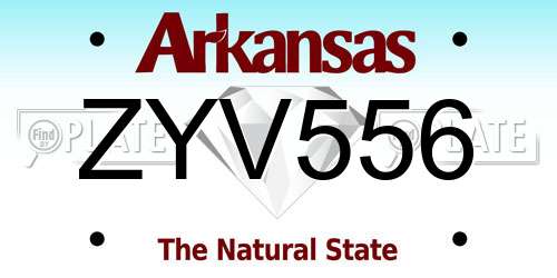 ZYV556 Arkansas License Plate