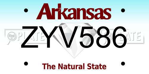 ZYV586 Arkansas License Plate